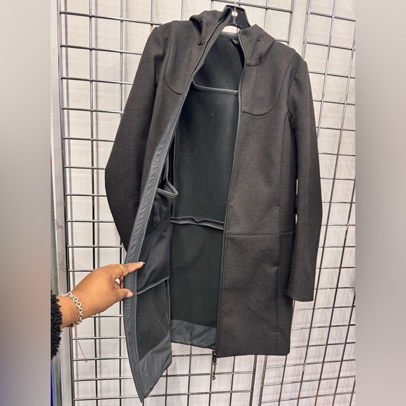 LULULEMON City Softshell Tweed Coat black taupe hooded size 6 - Picture 9 of 10